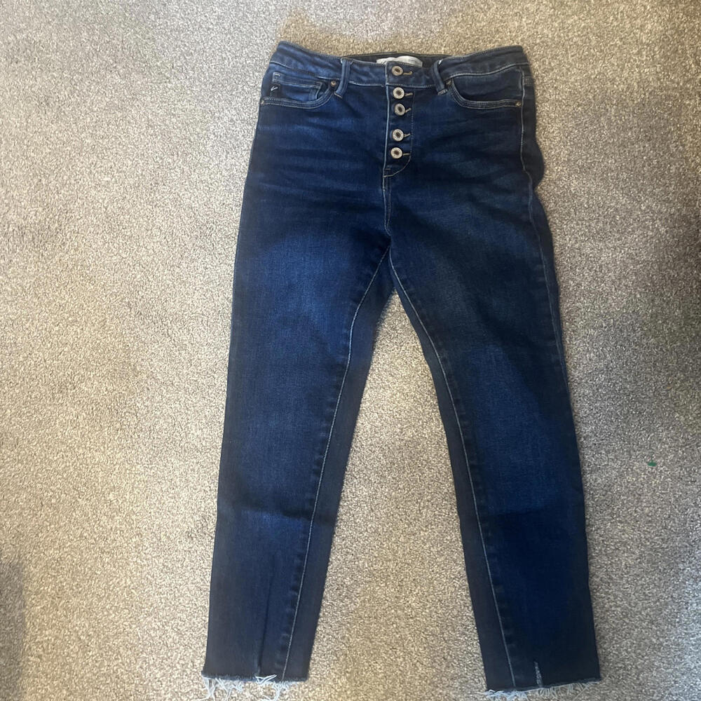Women's Kancan Estilo Jeans Junior's Size 26x‎ 23 Dark Wash Stretch Frayed Hem